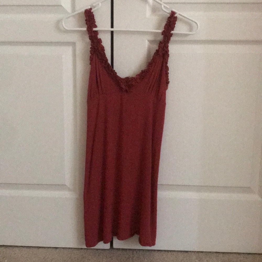 V-neck ruffle Forever 21 dress (rusty red color)